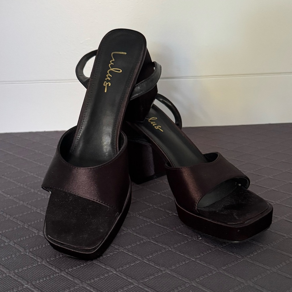 Lulu's Elegant Black Heeled Mules, Women’s 8.5